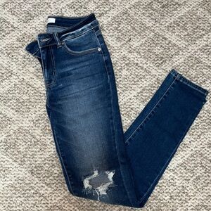 KanCan Blue Skinny Jeans with Distressed Details